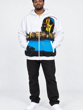 Village Men's Blue and Yellow Hoodie